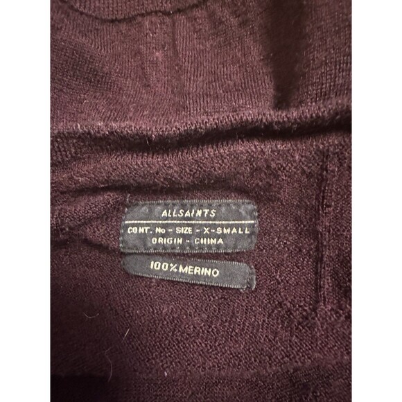 Allsaints New Wave Jumper Sweater Merino Wool  burgundy women’s  Sz XS a27 - Picture 7 of 11